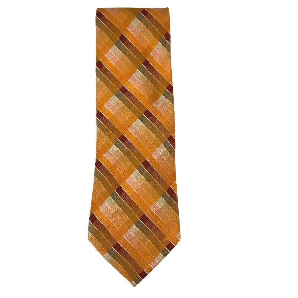 Van Heusen Orange‎ Red Diagonal Striped Silk Tie